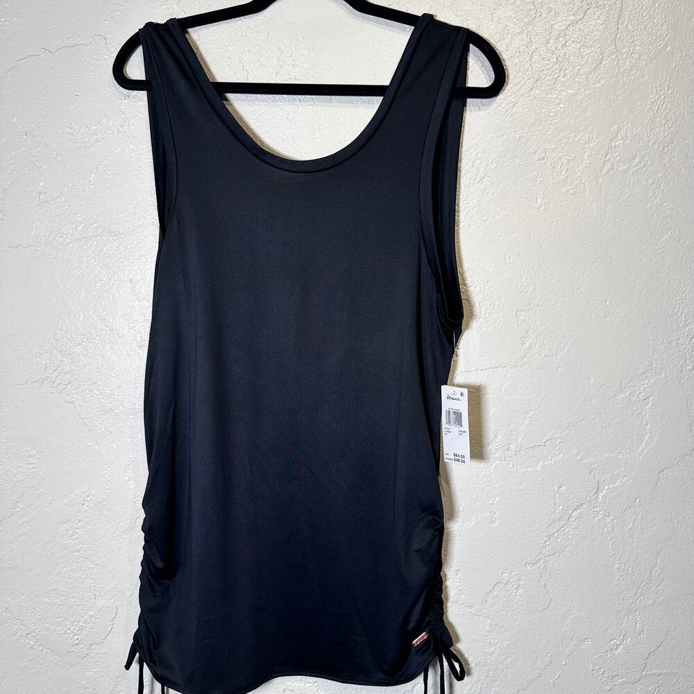 NWT $48 Raisins Eclipse Cover up Black X-Small Ruching Swim Coastal Beach Pool